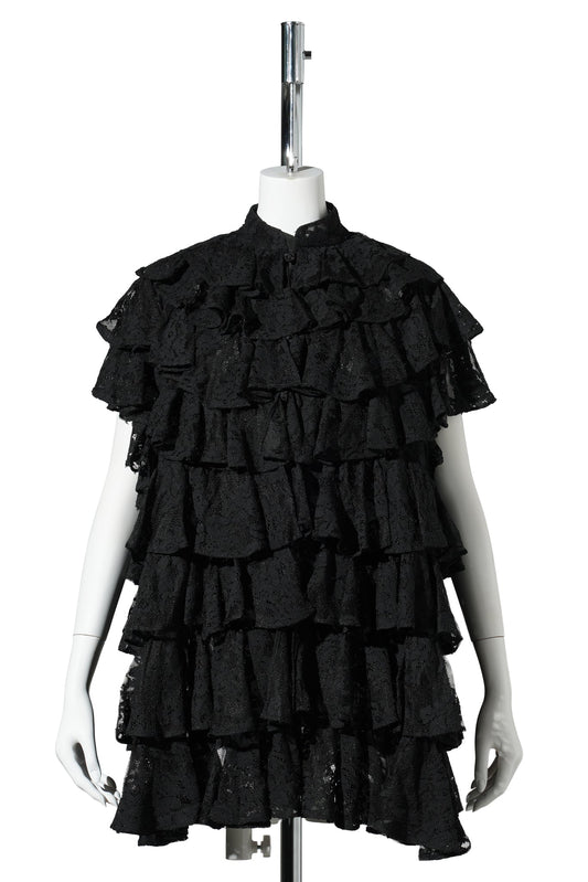 DENTELLE RUFFLE JACKET / BLACK