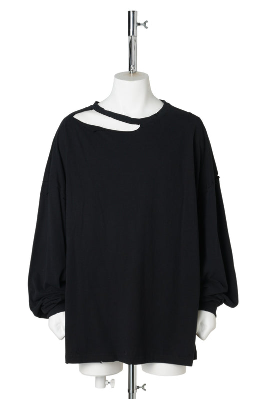 DISTRESSED SOFT LONG SLEEVE / BLACK
