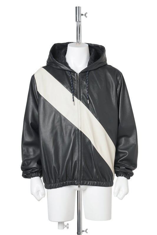 VISTA LEATHER ANORAK / BLACK/IVORY