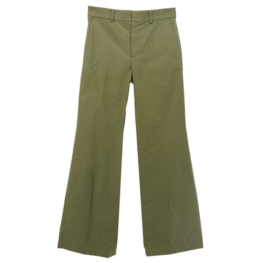 KHAKI MENS FLARE COTTON PANTS / KHAKI