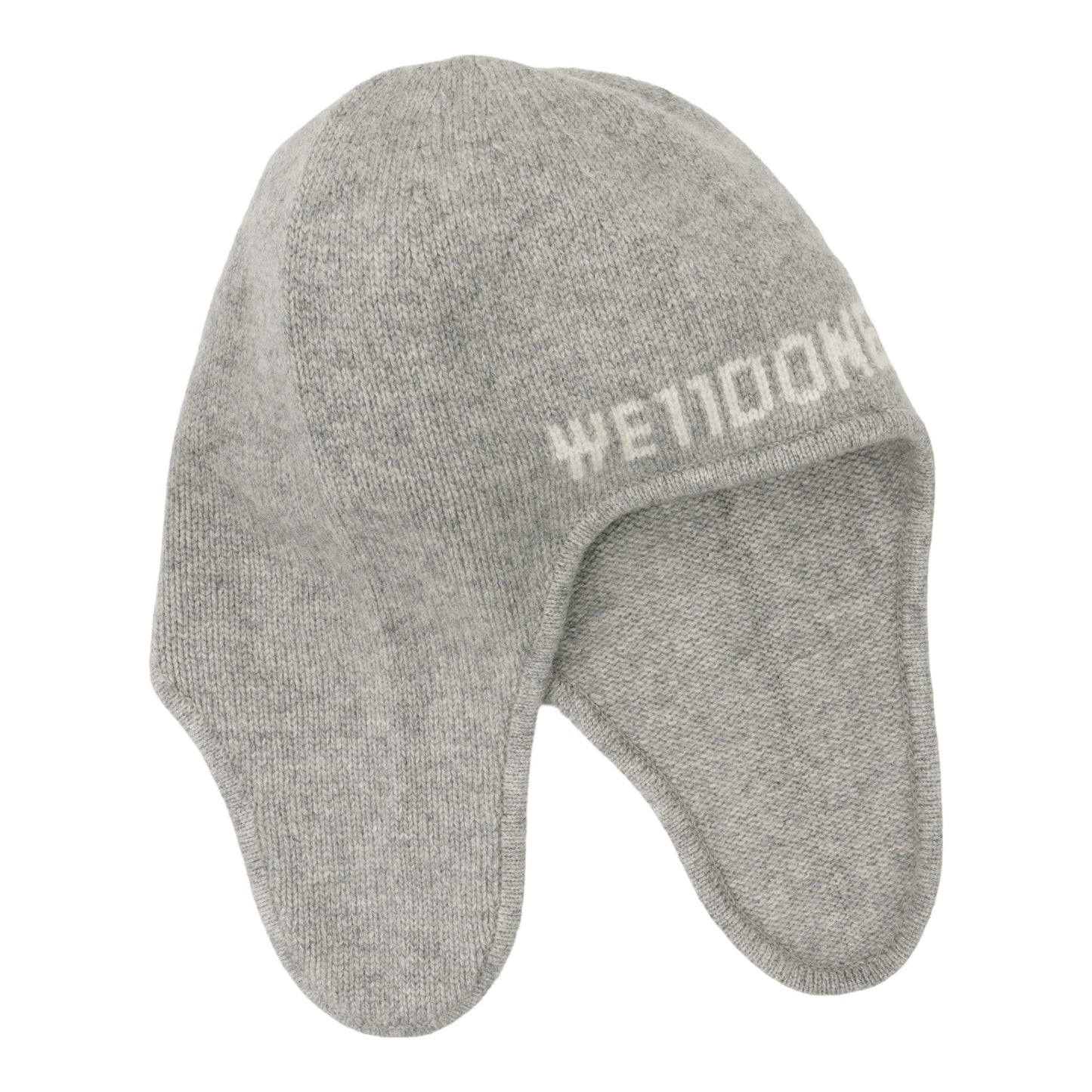 CASHMERE KNIT AVIATOR BEANIE / GREY