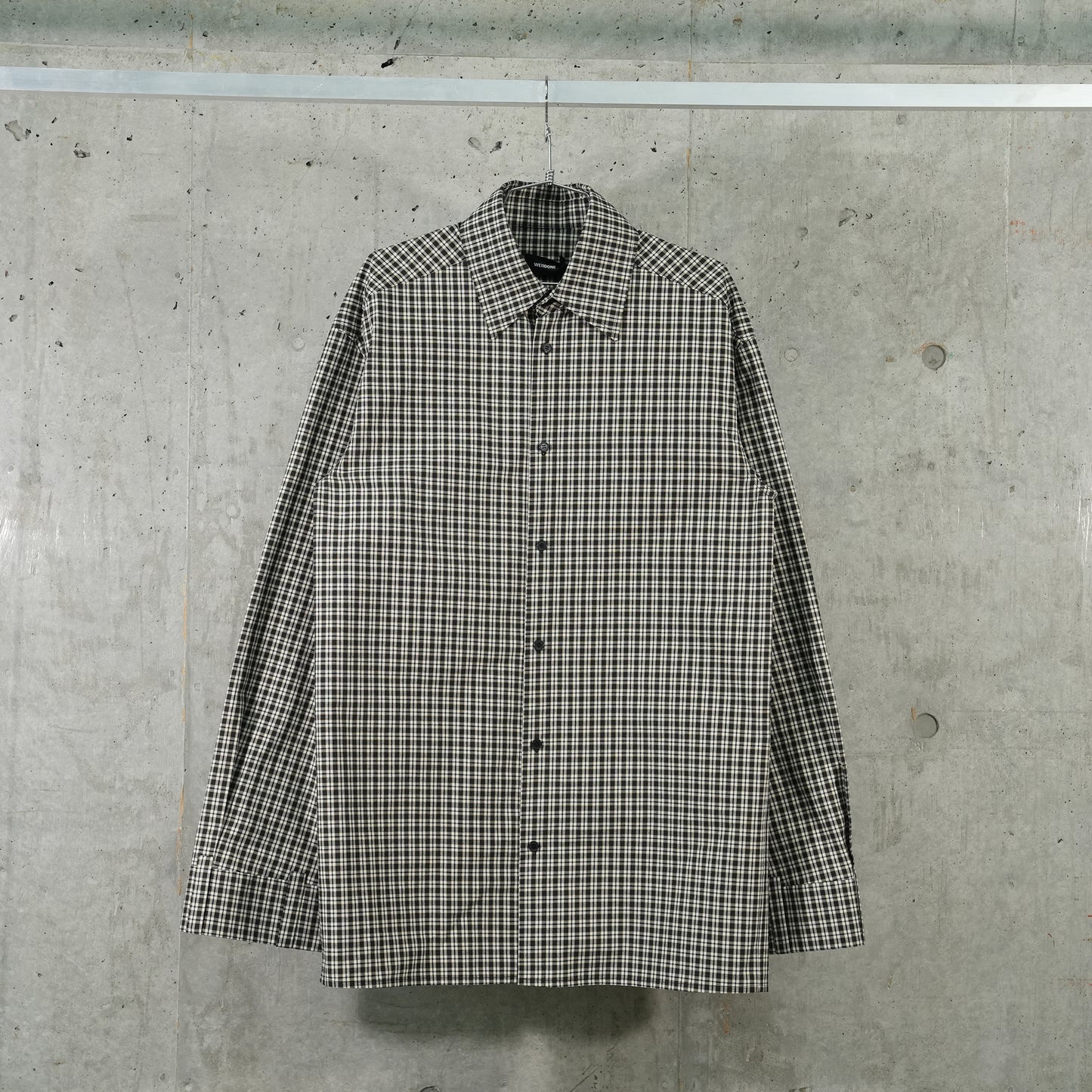 CUFFED CHECK SHIRT / BLACK