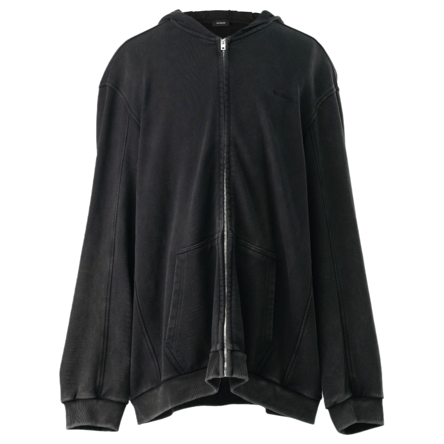 STUDDED MOHAWK HOODIE ZIP-UP / BLACK