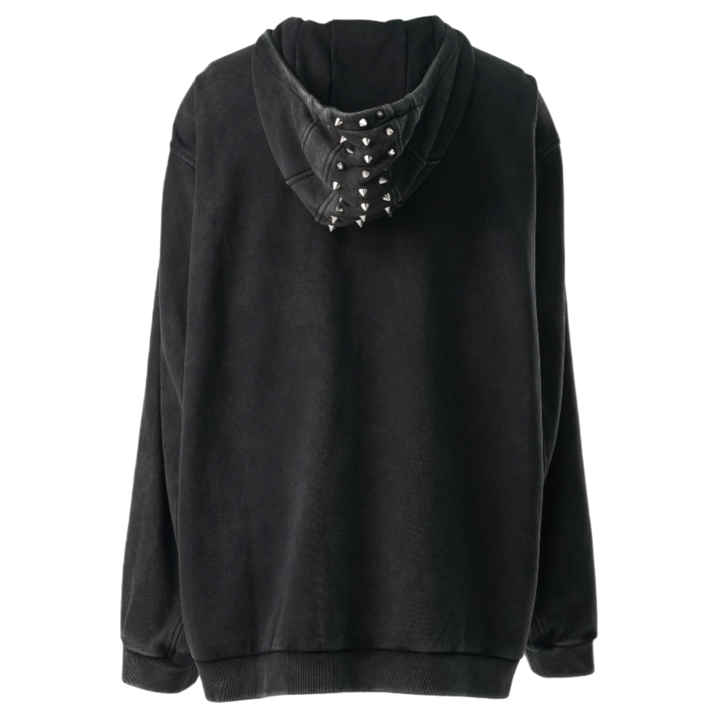 STUDDED MOHAWK HOODIE ZIP-UP / BLACK