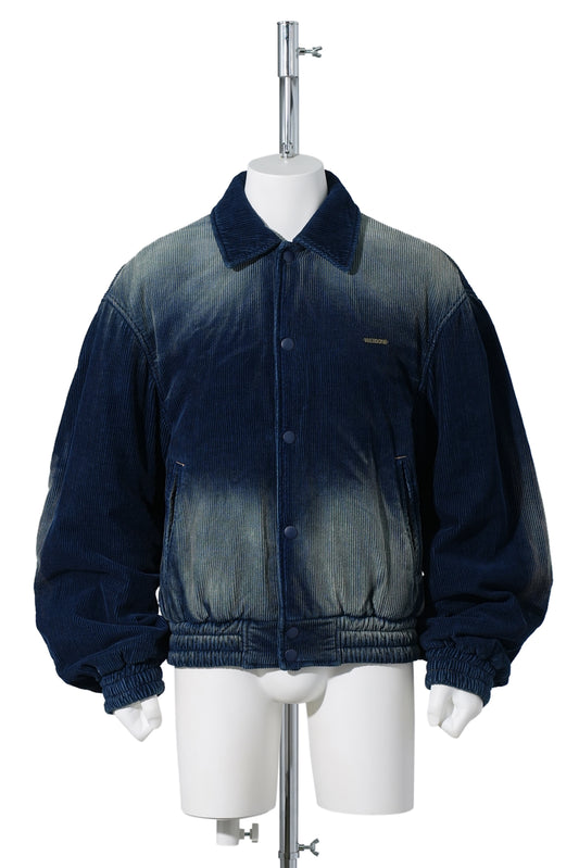 BLUE WASHED CORDUROY VARSITY JACKET / BLUE