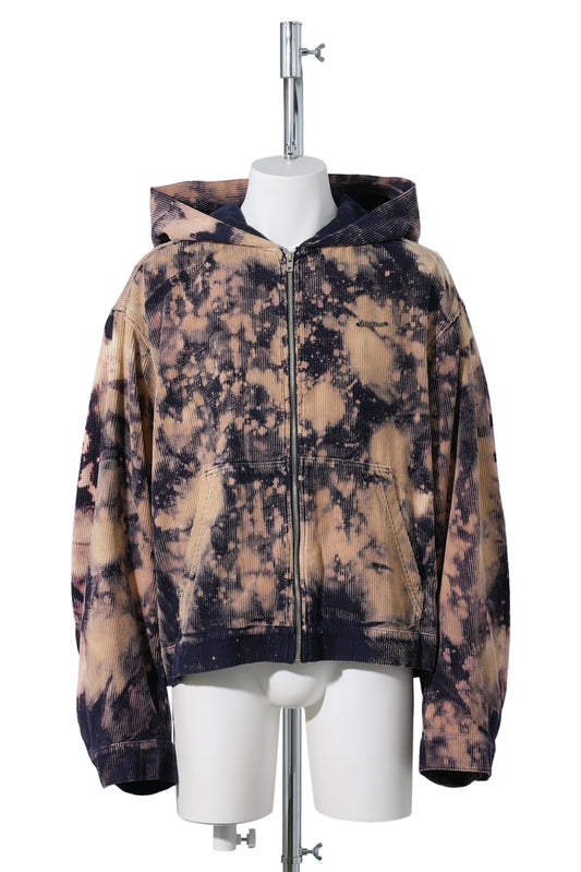 NAVY IRREGULAR WASHED HOODIE ZIP-UP / NAVY