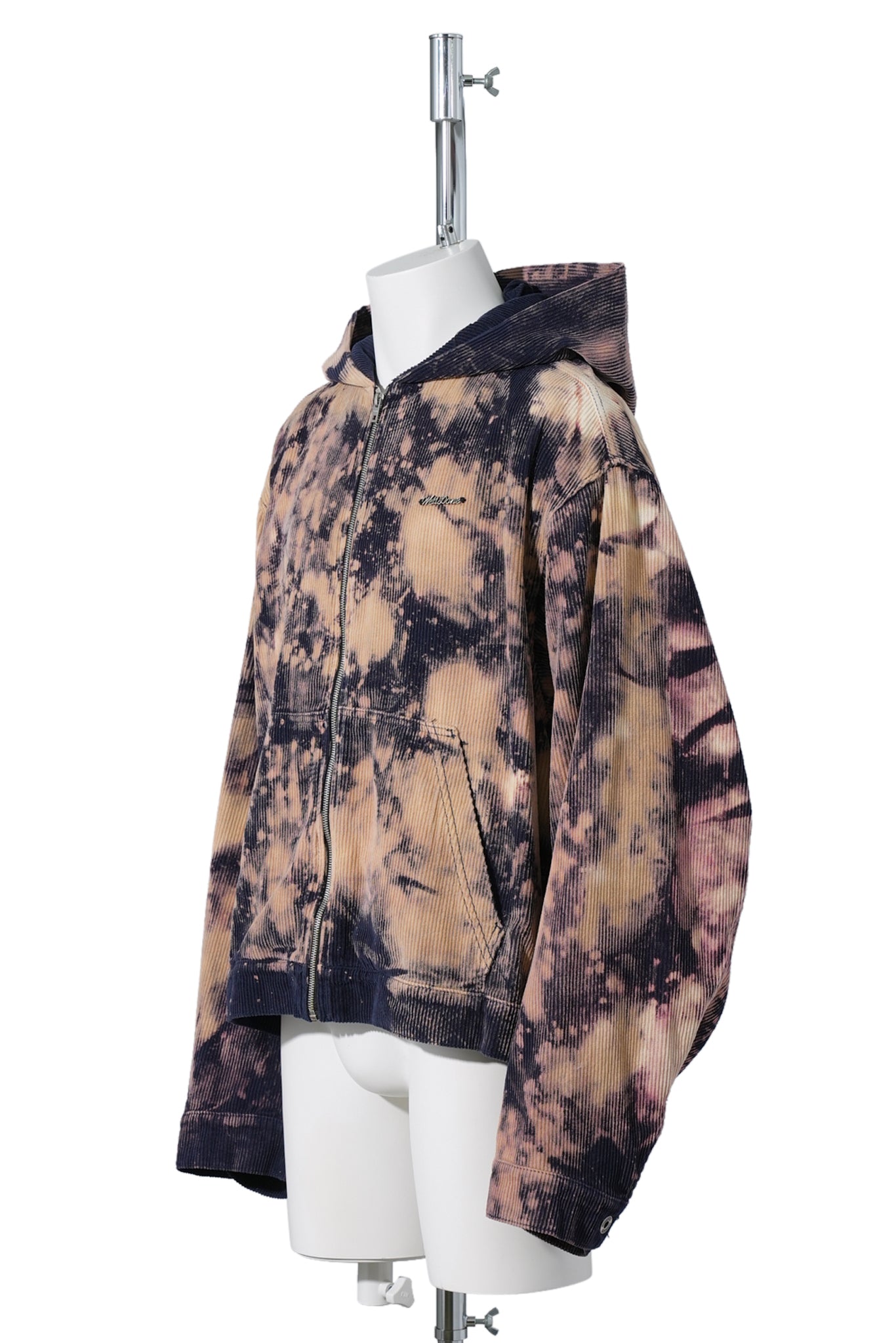 NAVY IRREGULAR WASHED HOODIE ZIP-UP / NAVY