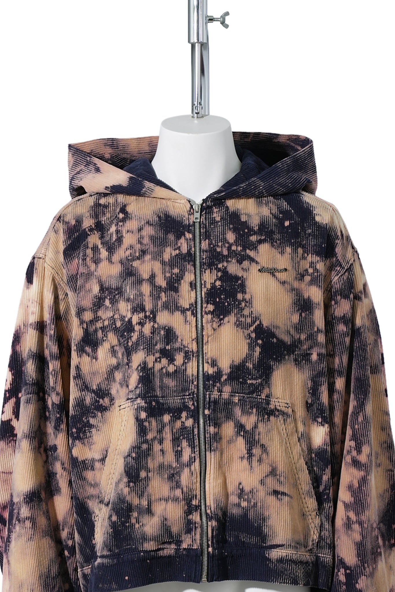 NAVY IRREGULAR WASHED HOODIE ZIP-UP / NAVY