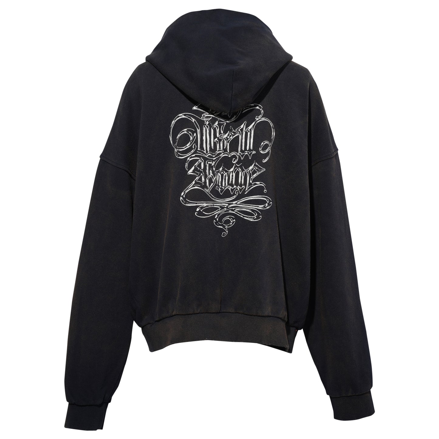 GOTHIC LOGO PRINTED HOODIE ZIP-UP / NAVY