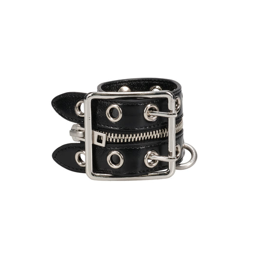 BLACK LEATHER STUDDED BRACELET / BLACK