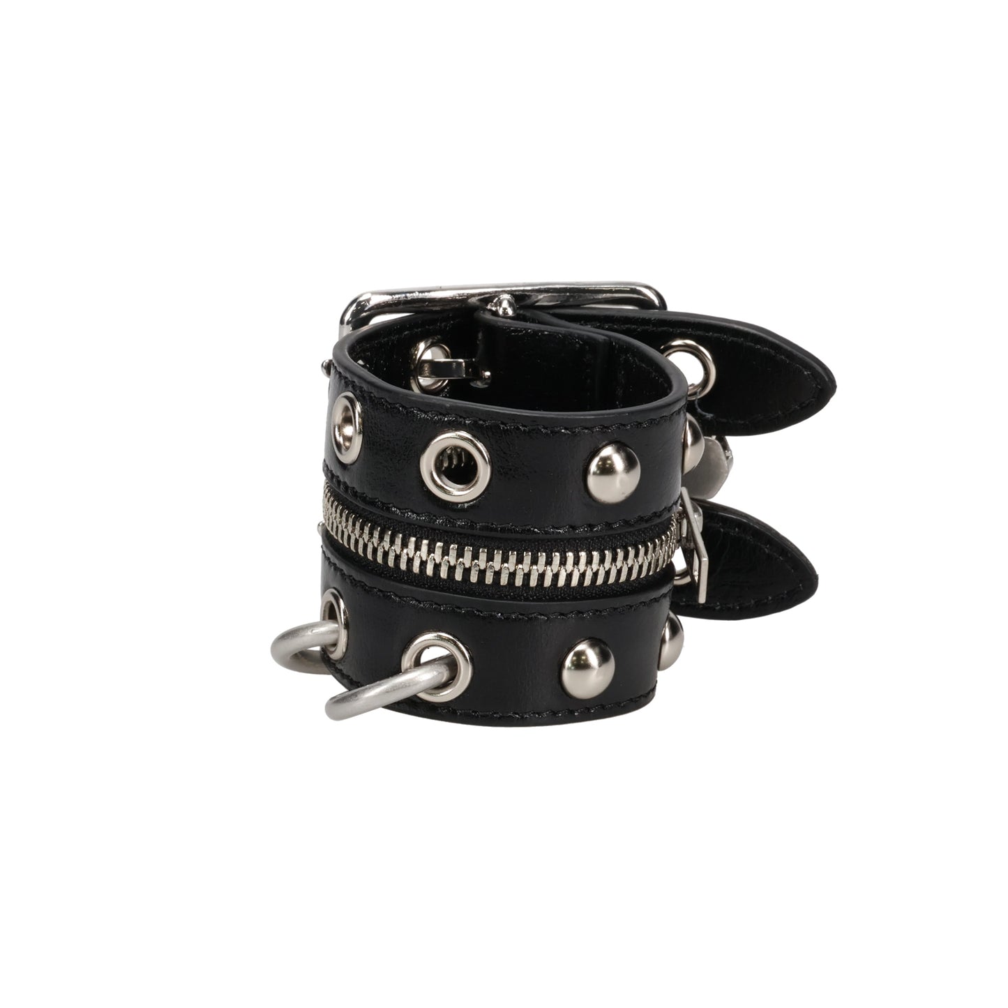 BLACK LEATHER STUDDED BRACELET / BLACK