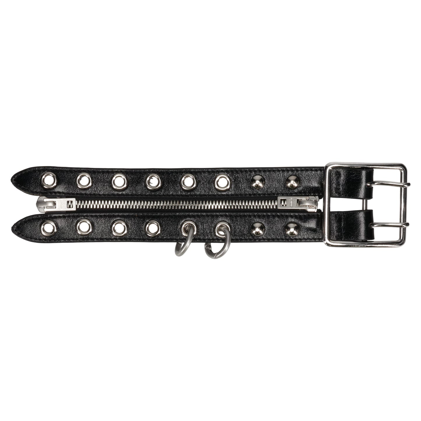 BLACK LEATHER STUDDED BRACELET / BLACK