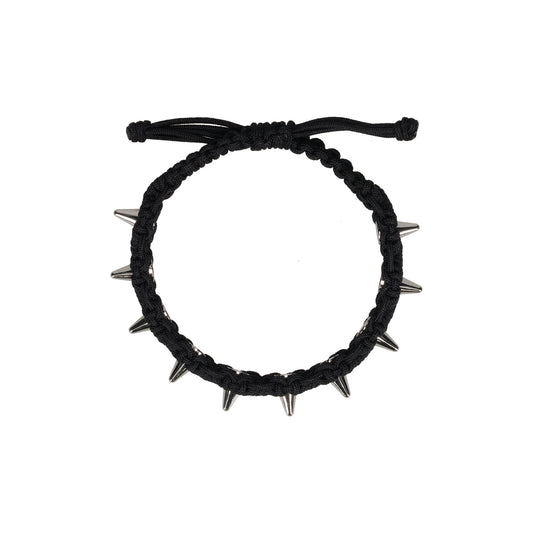 BLACK HANDMADE STUDDED NOEUD BRACELET / BLACK