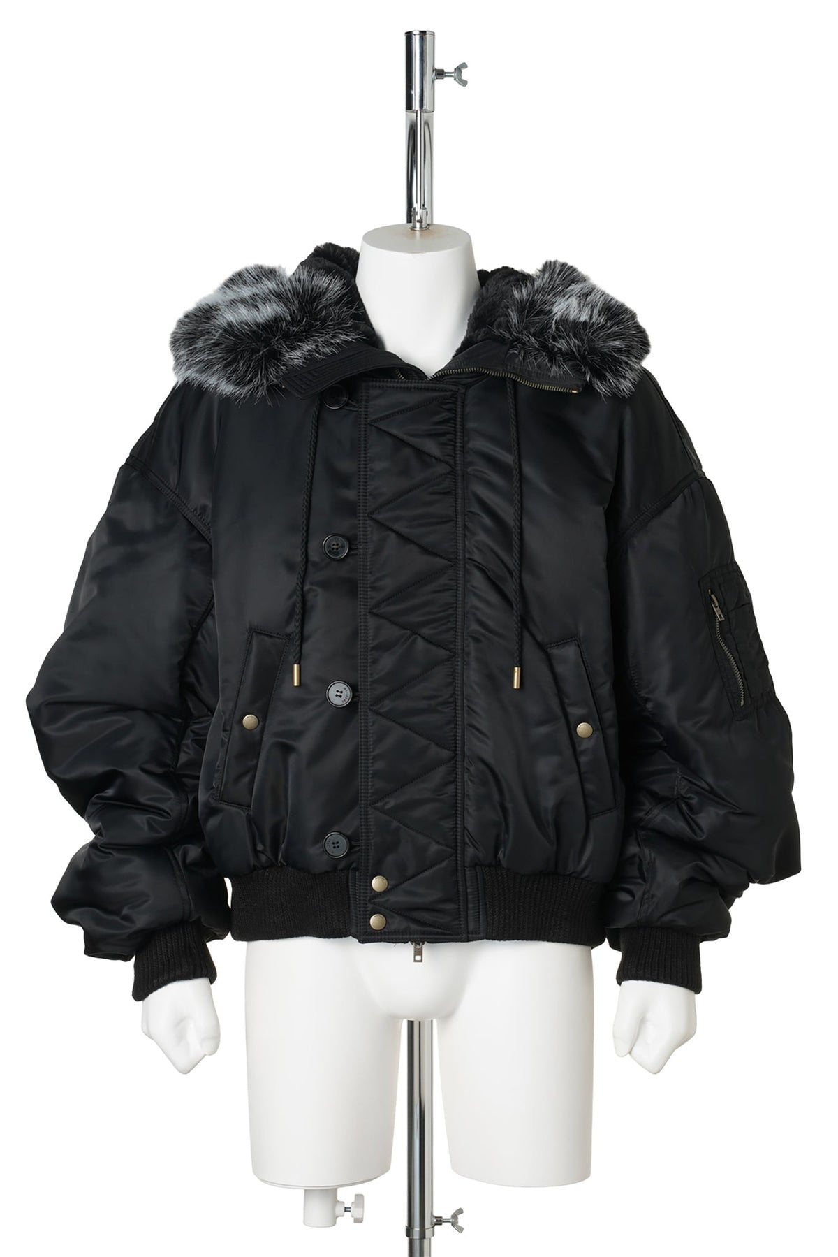BLACK MENS PADDED MILITARY N2B JACKET / BLACK