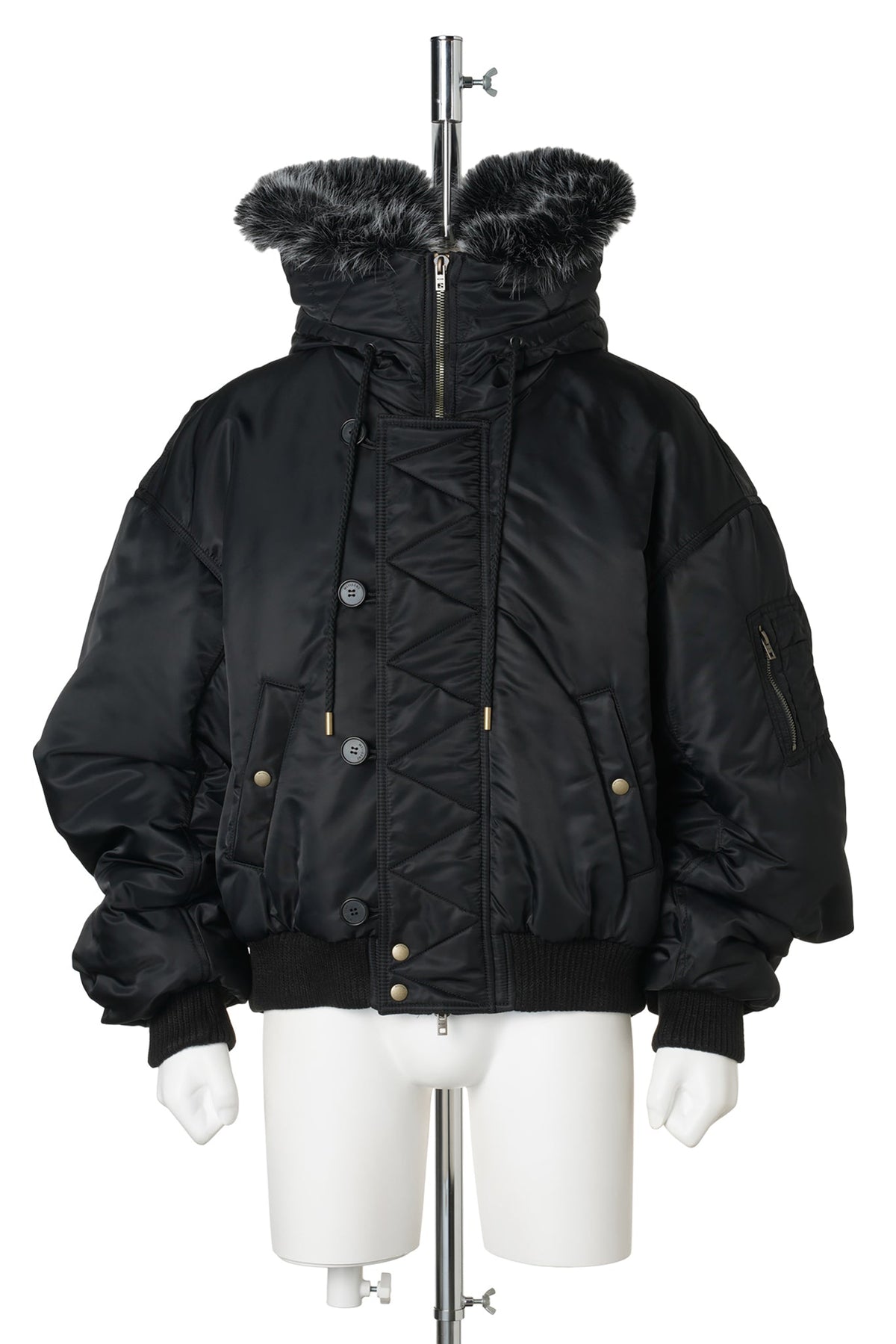 BLACK MENS PADDED MILITARY N2B JACKET / BLACK