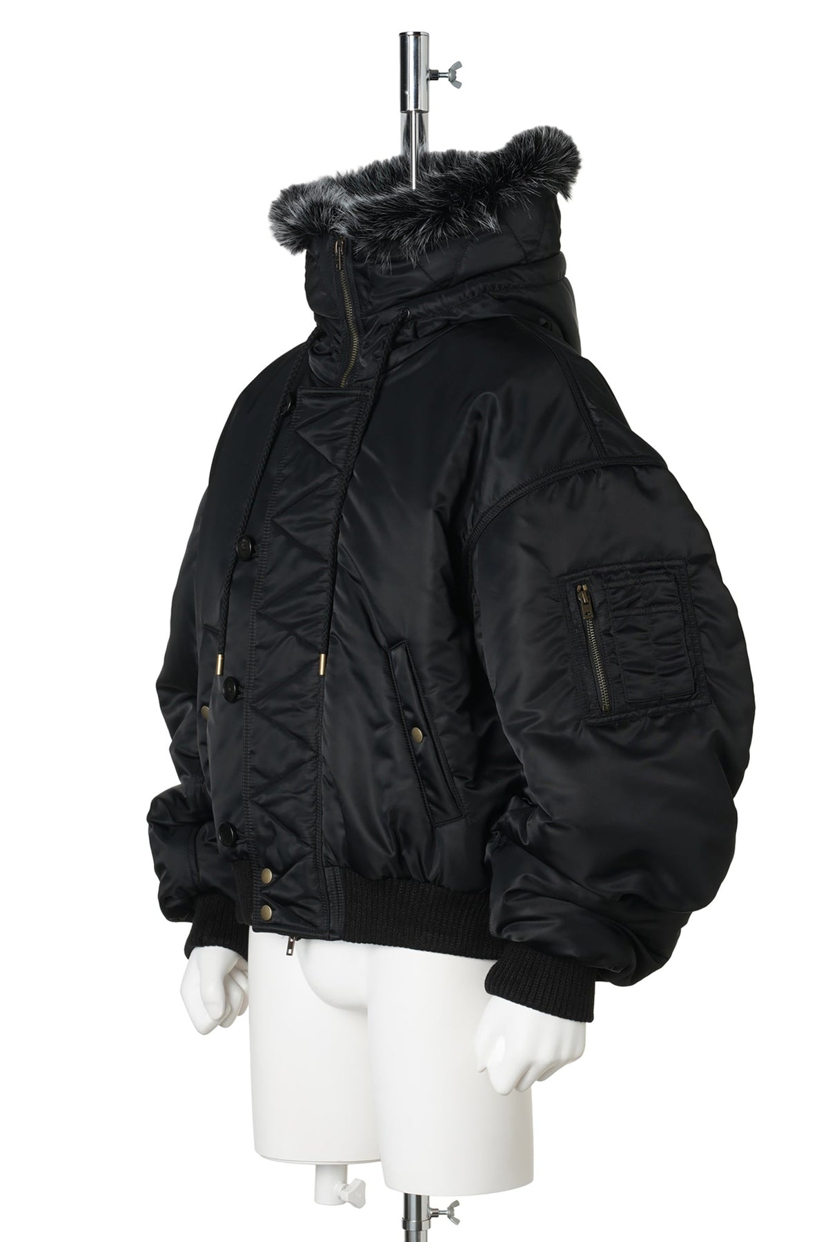 BLACK MENS PADDED MILITARY N2B JACKET / BLACK