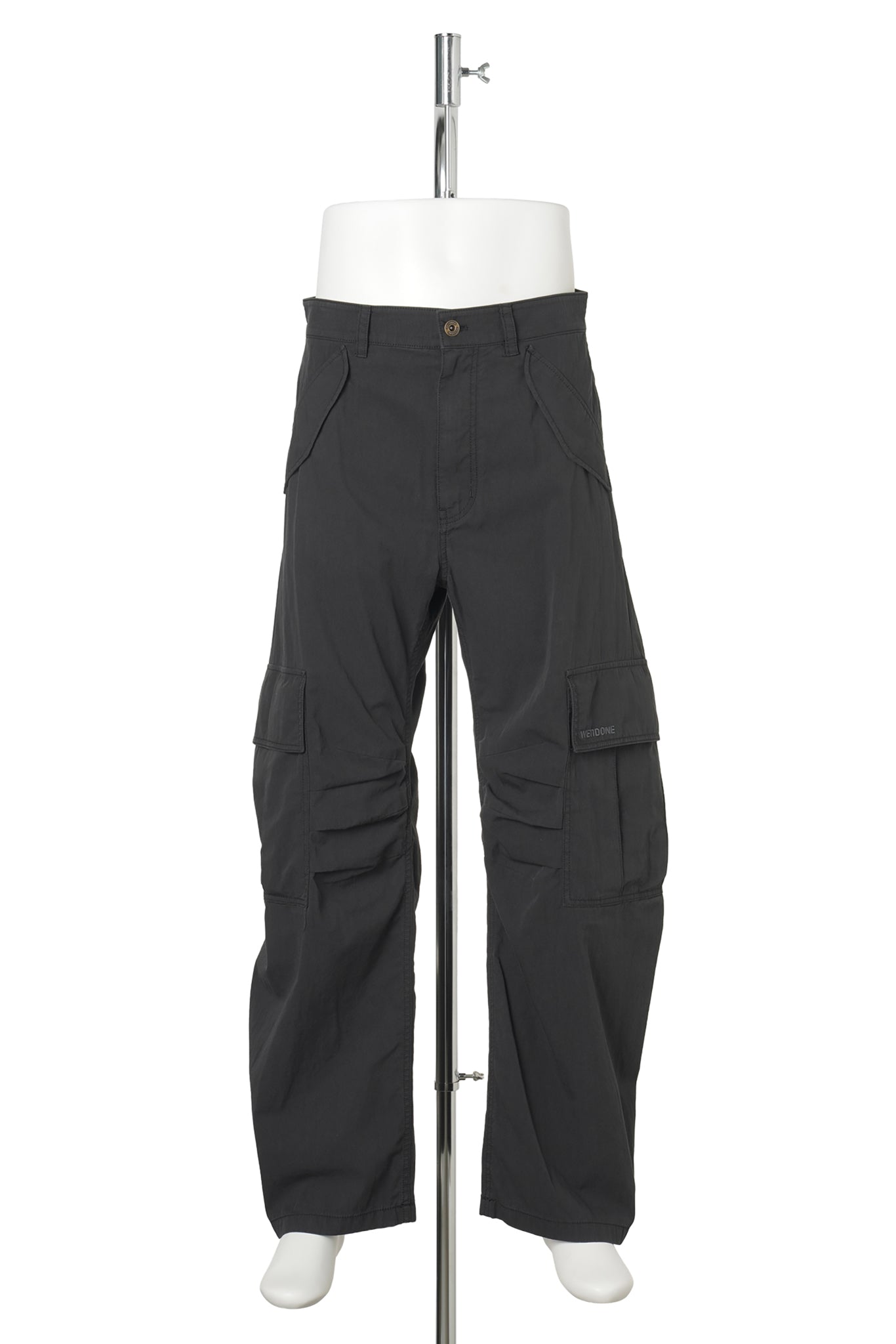 BLACK MENS CRESCENT SHIRRING CARGO PANTS / BLACK