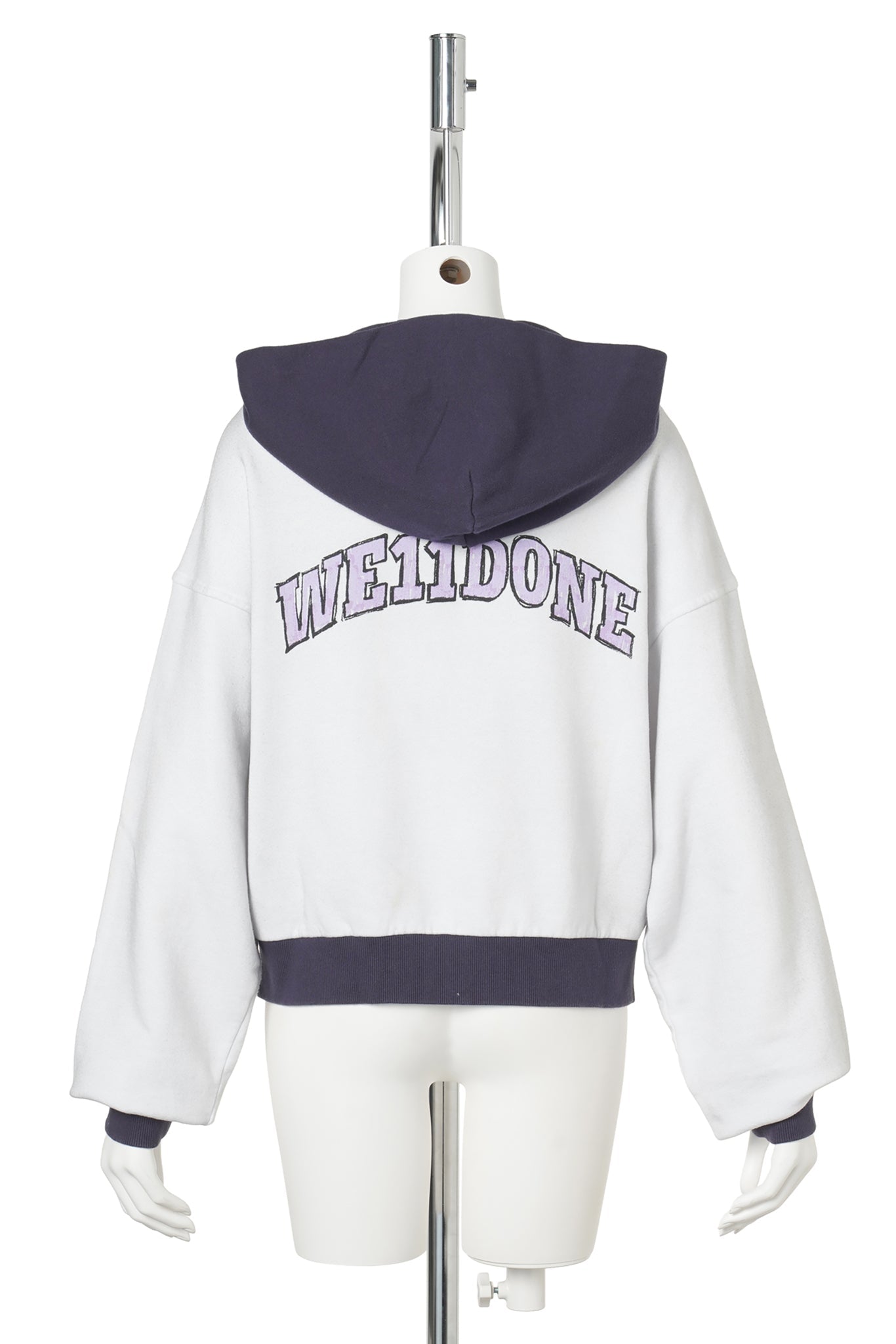 WHITE WASHED DOODLE TEDDY HOODIE ZIP-UP / WHITE