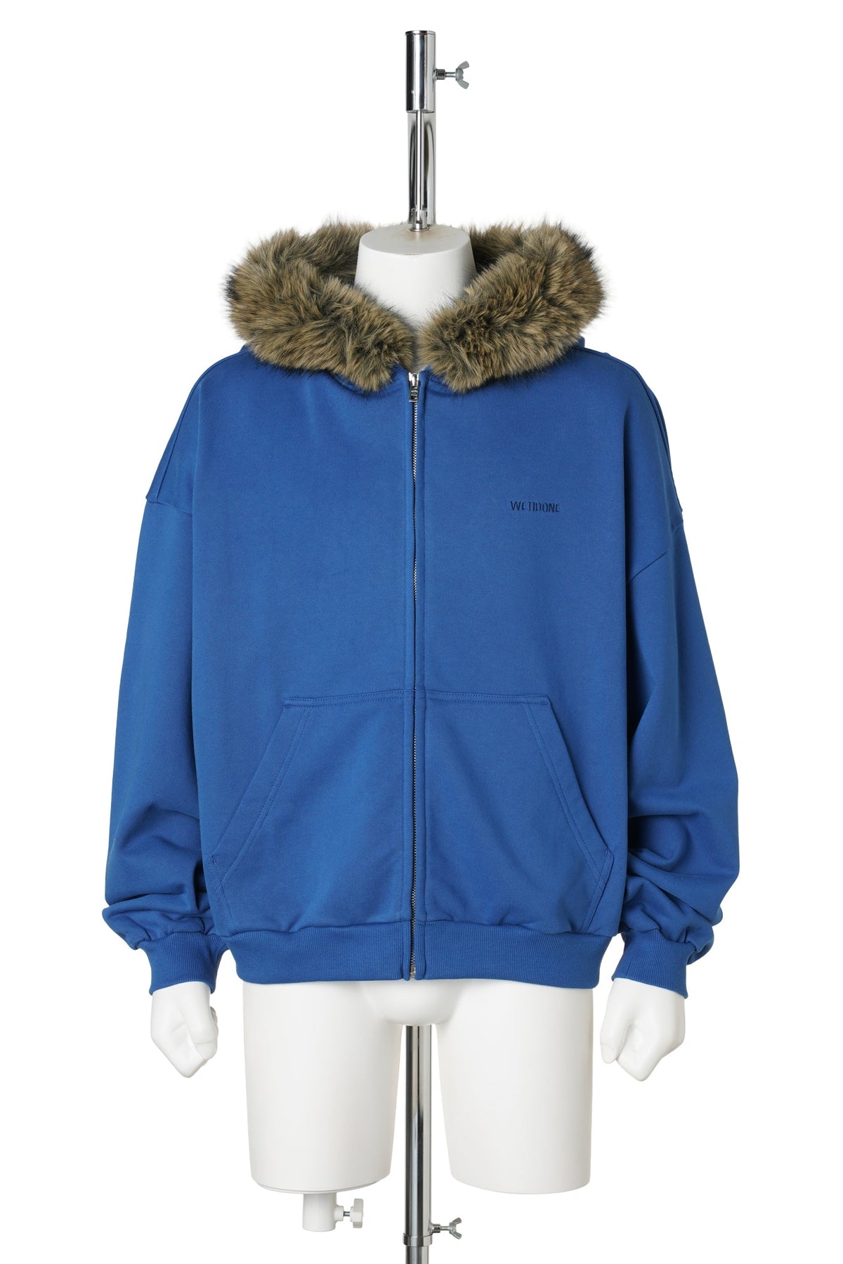 BLUE FAUX-FUR HOODIE ZIP-UP / BLUE