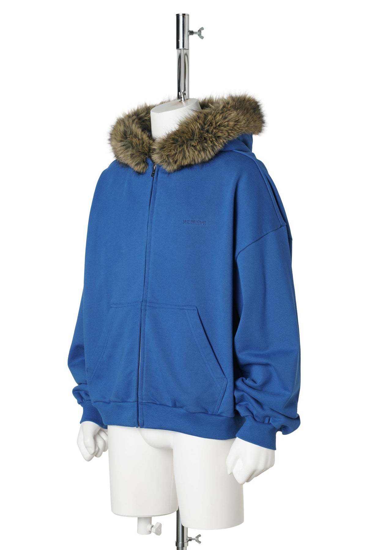 BLUE FAUX-FUR HOODIE ZIP-UP / BLUE