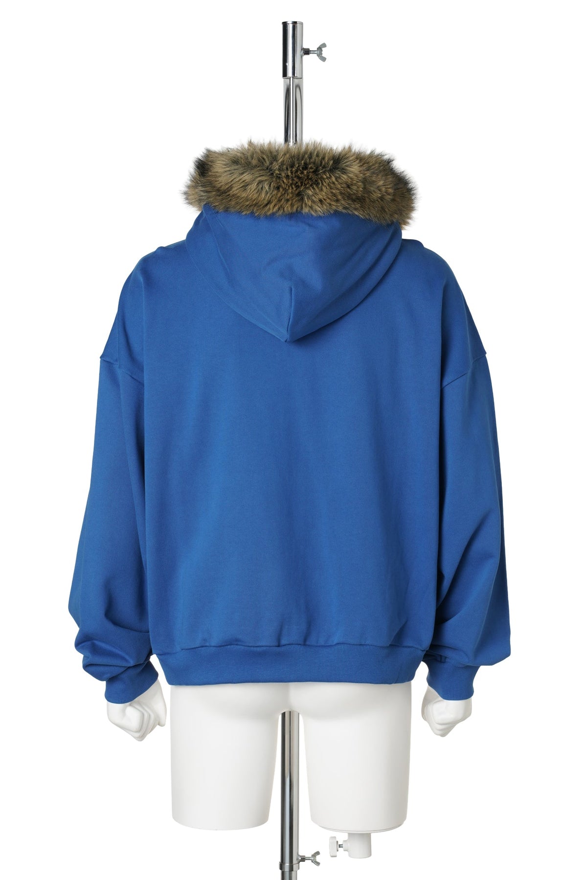 BLUE FAUX-FUR HOODIE ZIP-UP / BLUE
