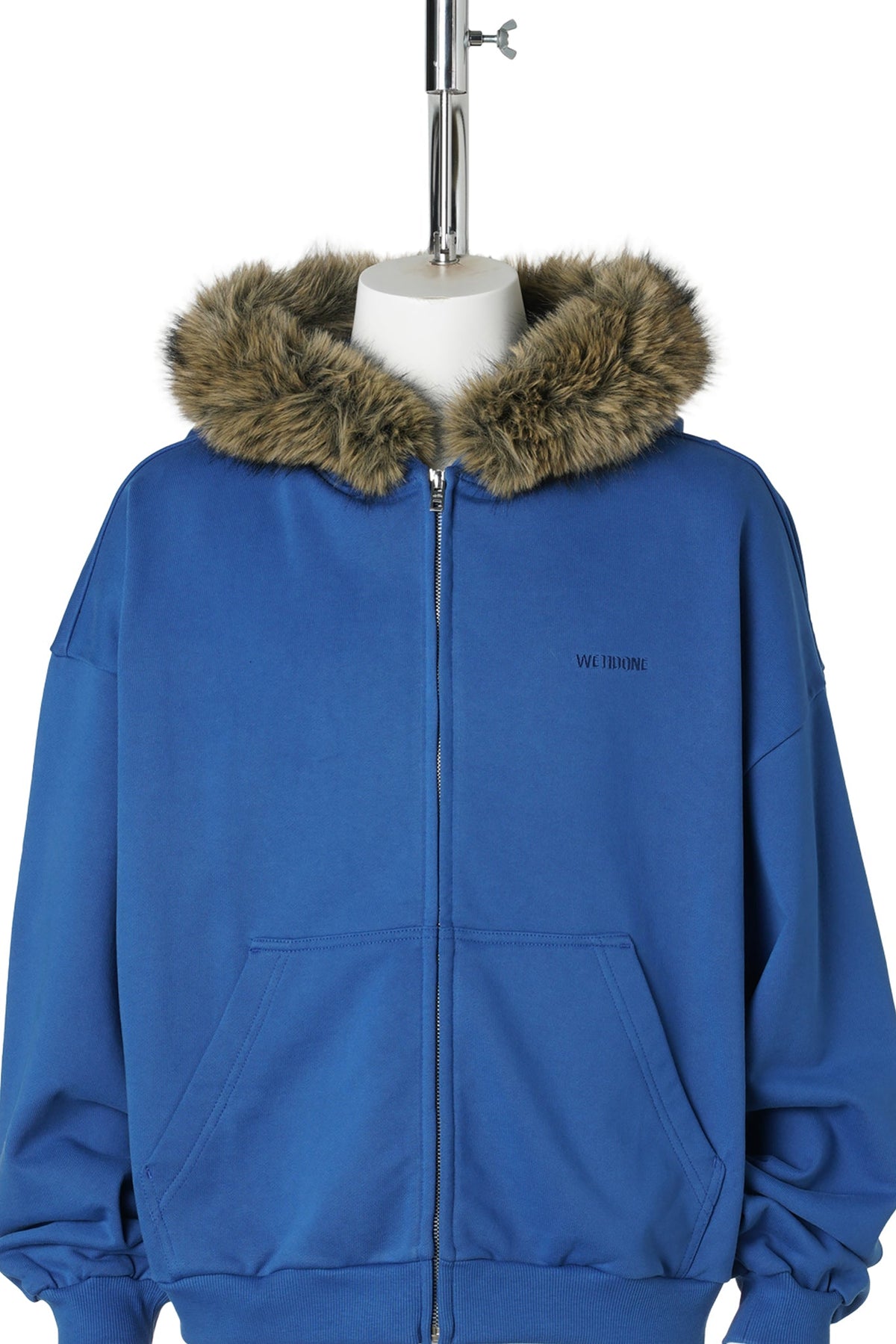 BLUE FAUX-FUR HOODIE ZIP-UP / BLUE