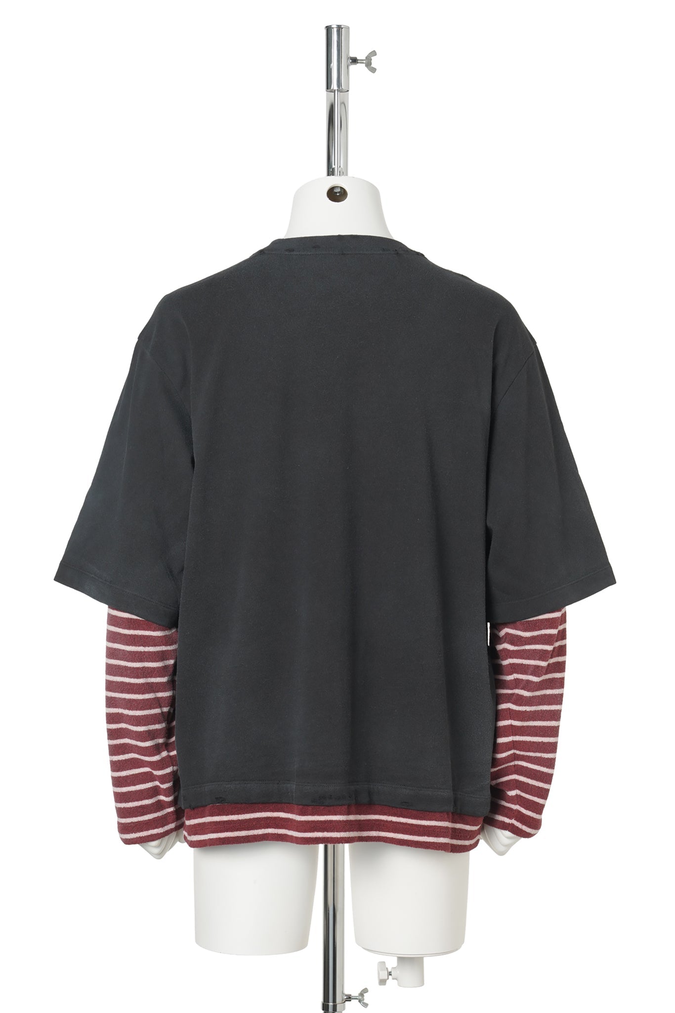 BLACK LAYERED STRIPED LONG-SLEEVED T-SHIRT / BLACK