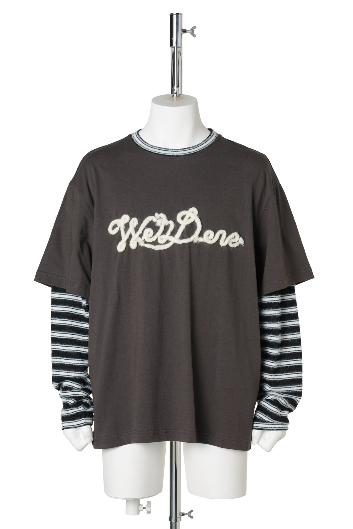 CHARCOAL ROPE-EMBROIDERED LONG-SLEEVED T-SHIRT / CHARCOAL