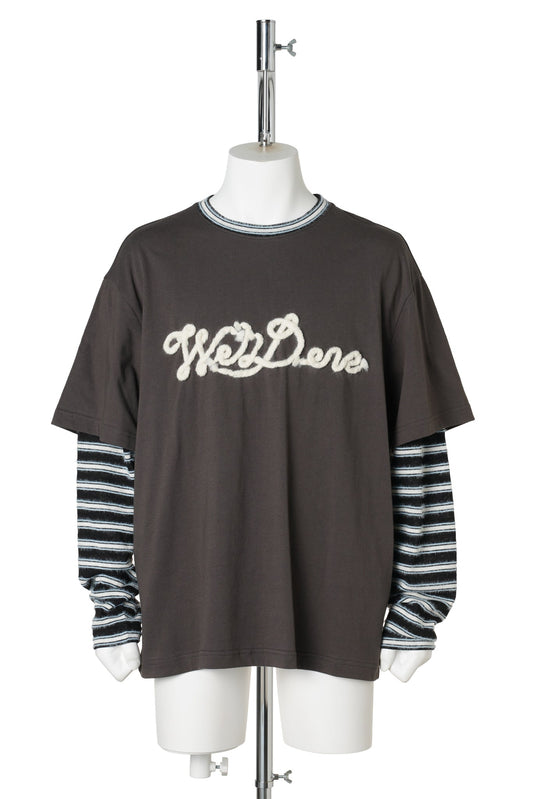 CHARCOAL ROPE-EMBROIDERED LONG-SLEEVED T-SHIRT / CHARCOAL