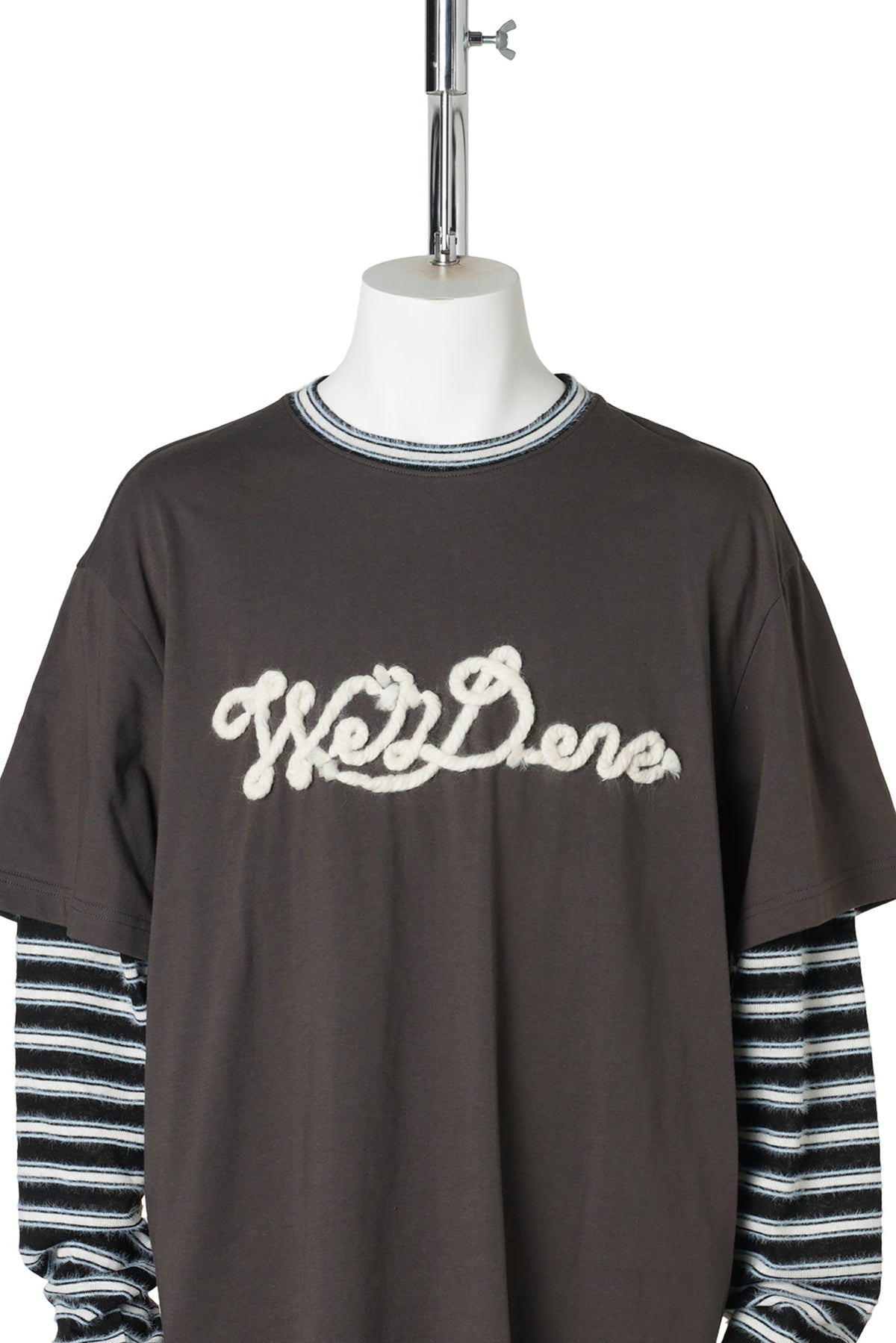 CHARCOAL ROPE-EMBROIDERED LONG-SLEEVED T-SHIRT / CHARCOAL
