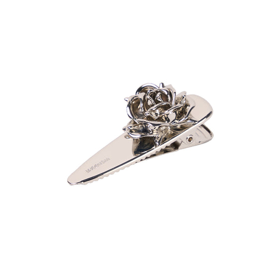 SILVER SPIKY ROSE HAIR CLIP / SILVER