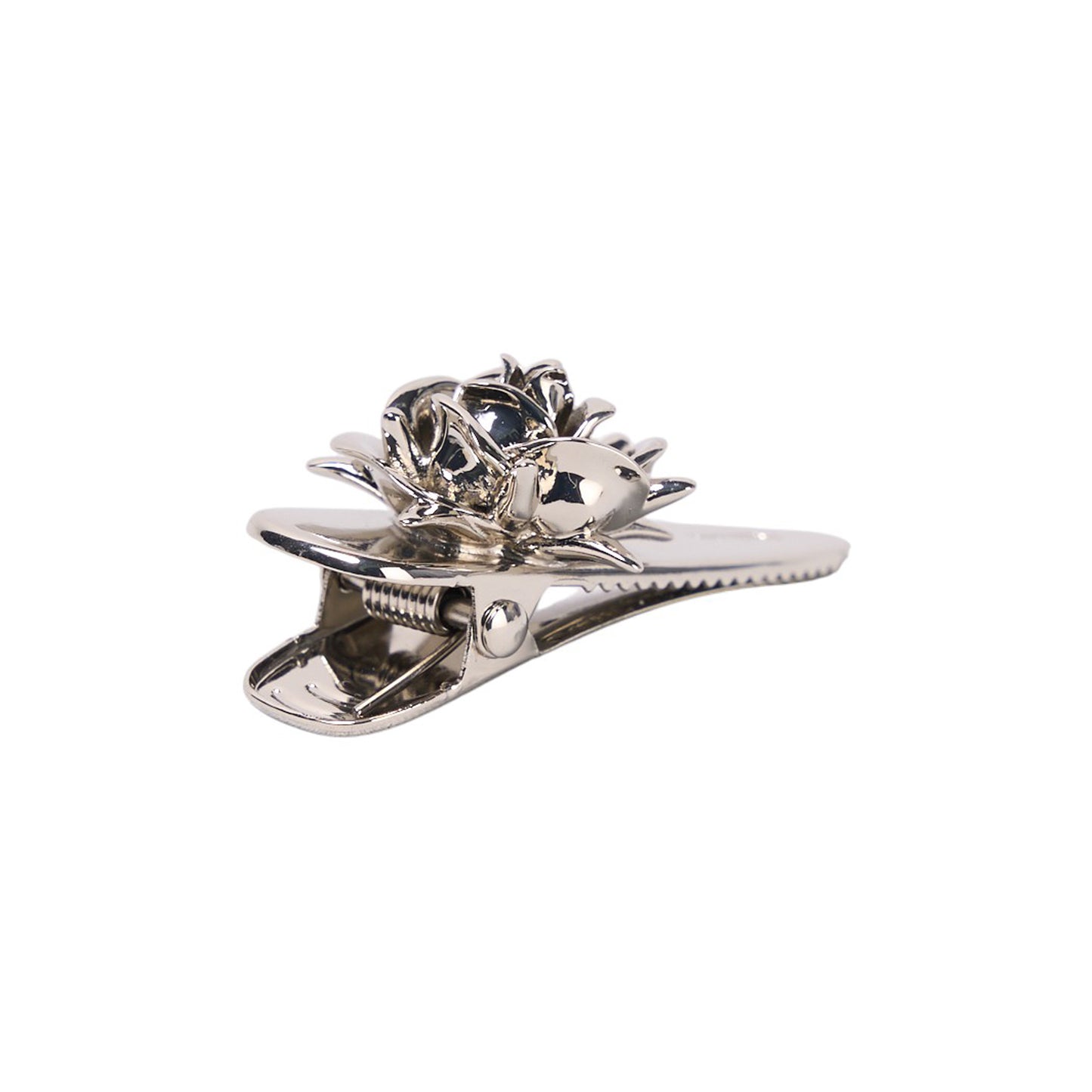 SILVER SPIKY ROSE HAIR CLIP / SILVER