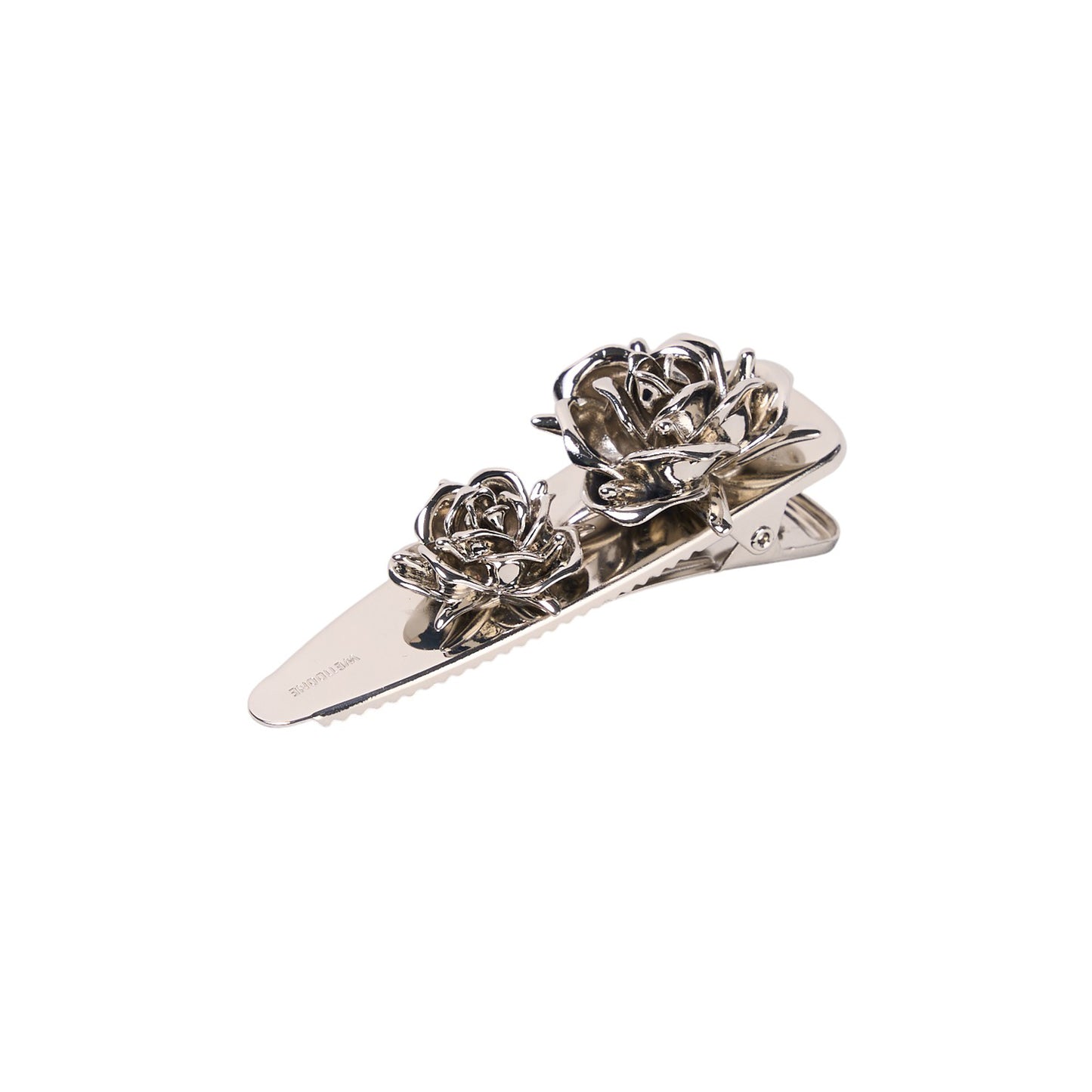 SILVER DOUBLE ROSE SPIKY HAIR CLIP / SILVER