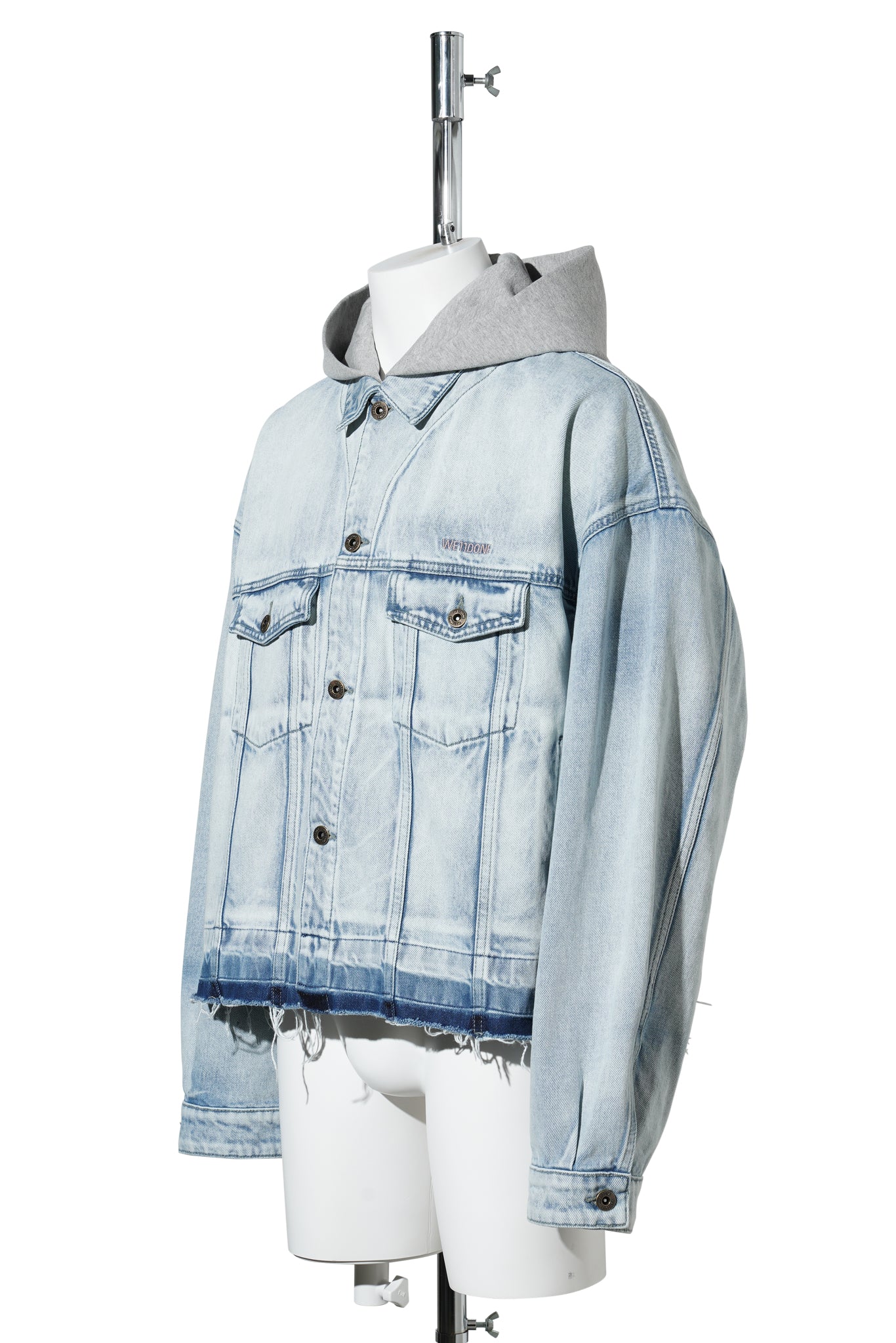 BLUE JERSEY HOODIE DENIM JACKET / BLUE