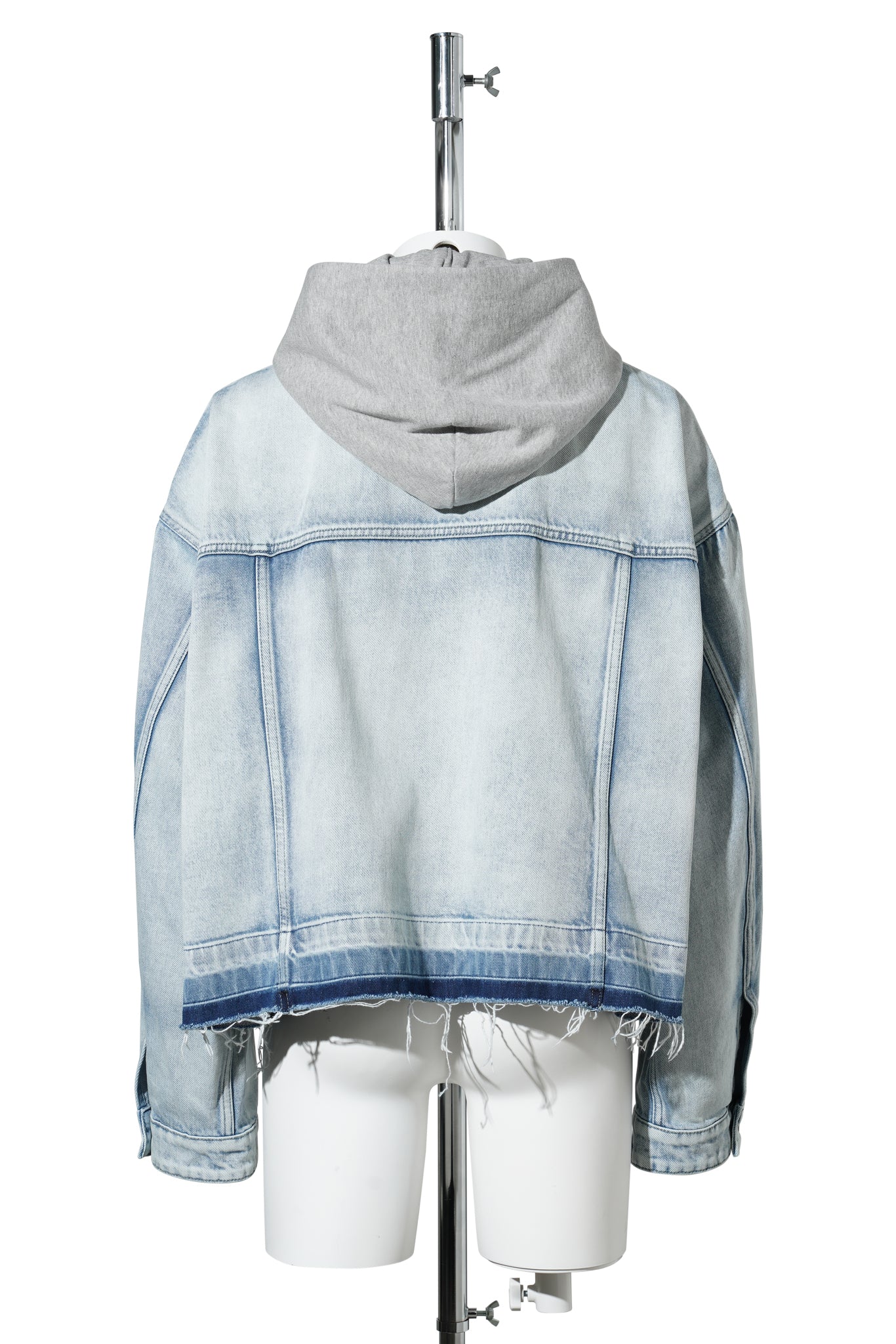 BLUE JERSEY HOODIE DENIM JACKET / BLUE