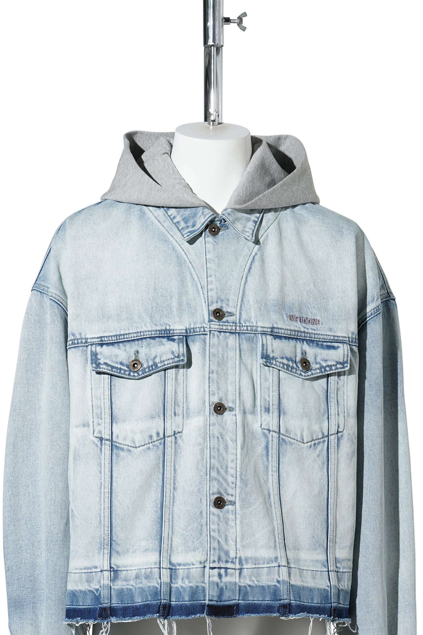 BLUE JERSEY HOODIE DENIM JACKET / BLUE