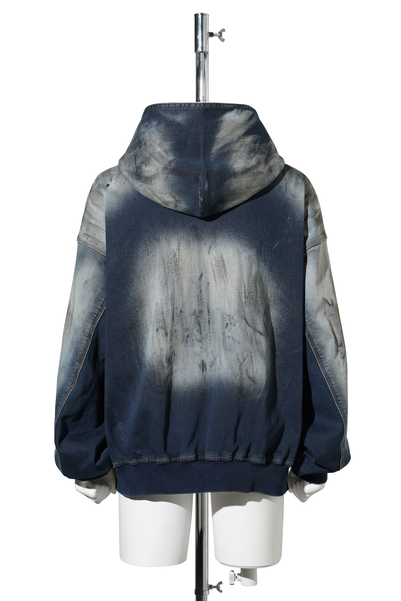 NAVY DIRTY-WASHED ZIP-UP HOODIE / NAVY