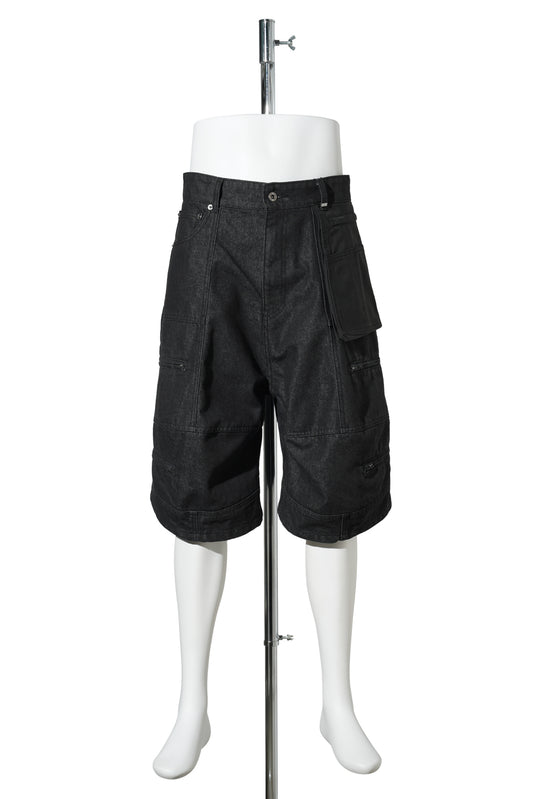 BLACK MENS CARPANTER DENIM SHORTS / BLACK