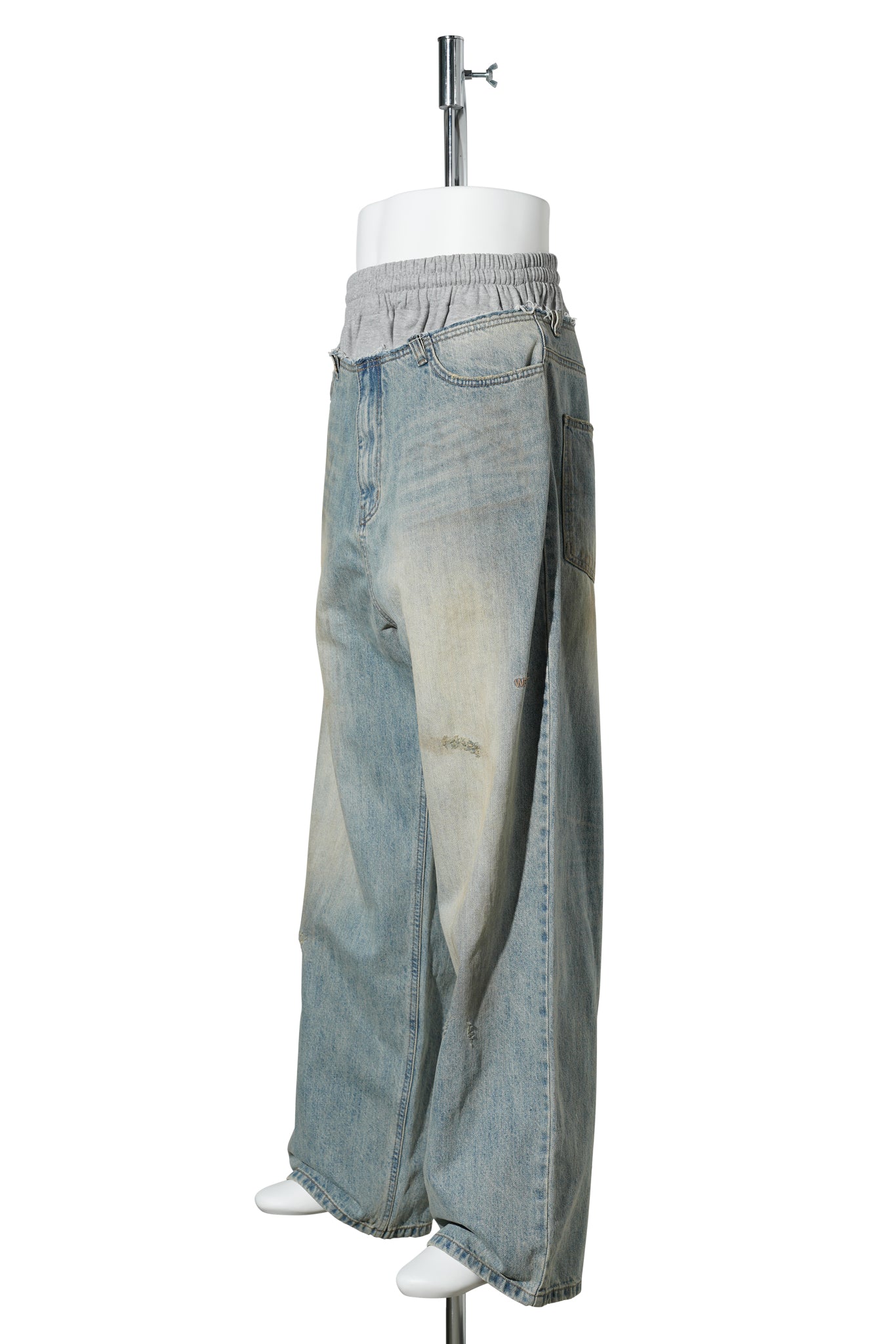 BLUE SWEATPANTS LAYERED DENIM PANTS / BLUE