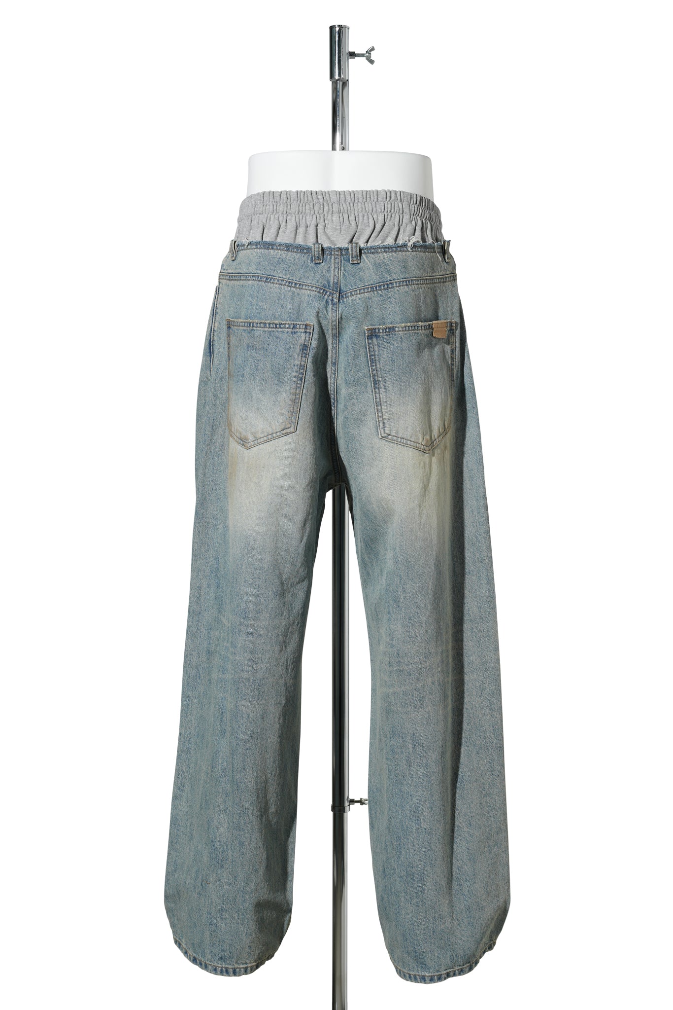 BLUE SWEATPANTS LAYERED DENIM PANTS / BLUE