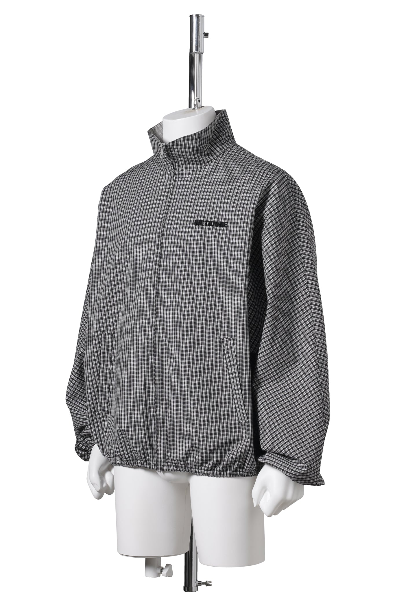 BLACK MENS CHECK DOLMAN JUMPER / BLACK