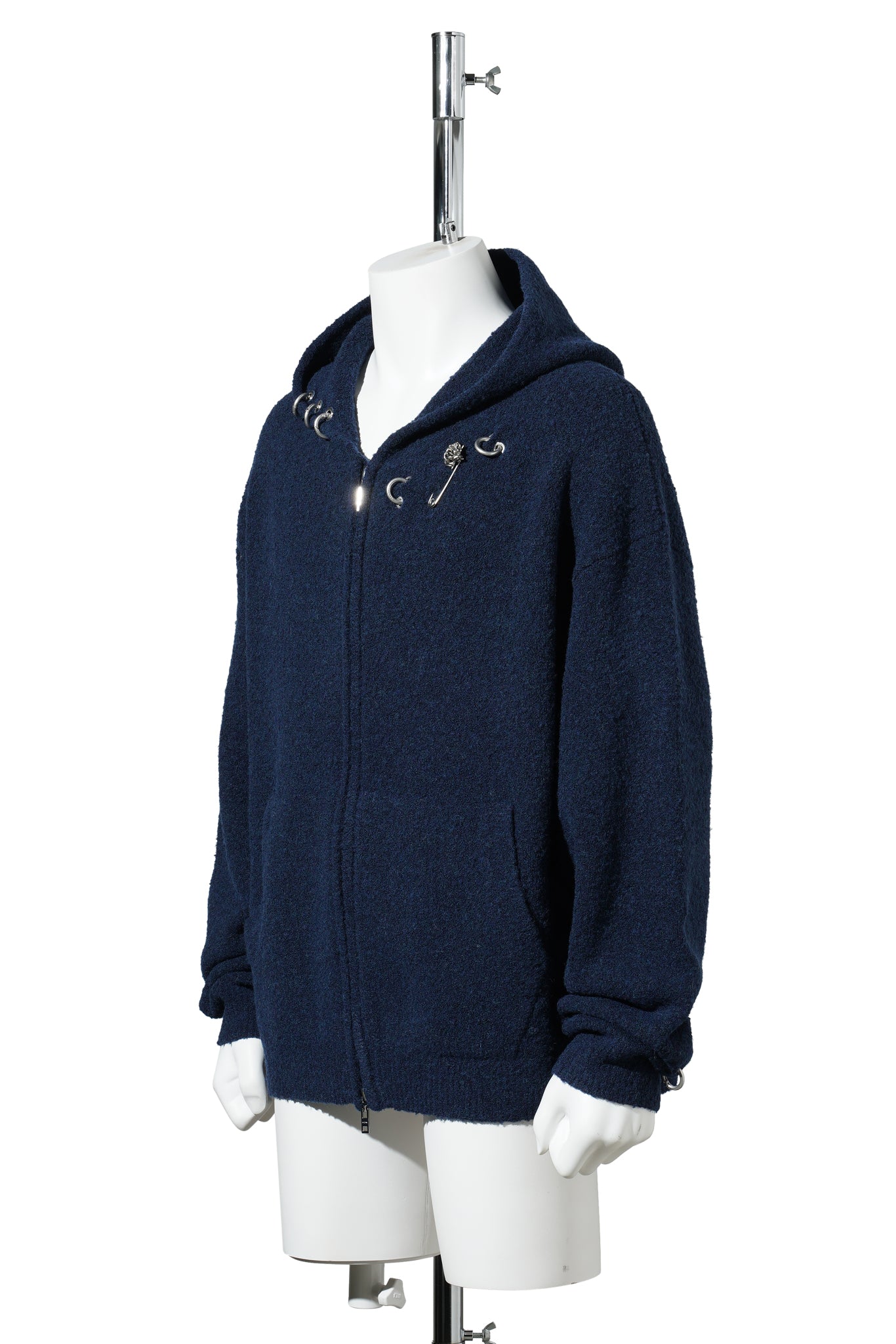 DARK NAVY ROSE WITH THORNS OVERSIZED ZIP-UP / DARK NAVY