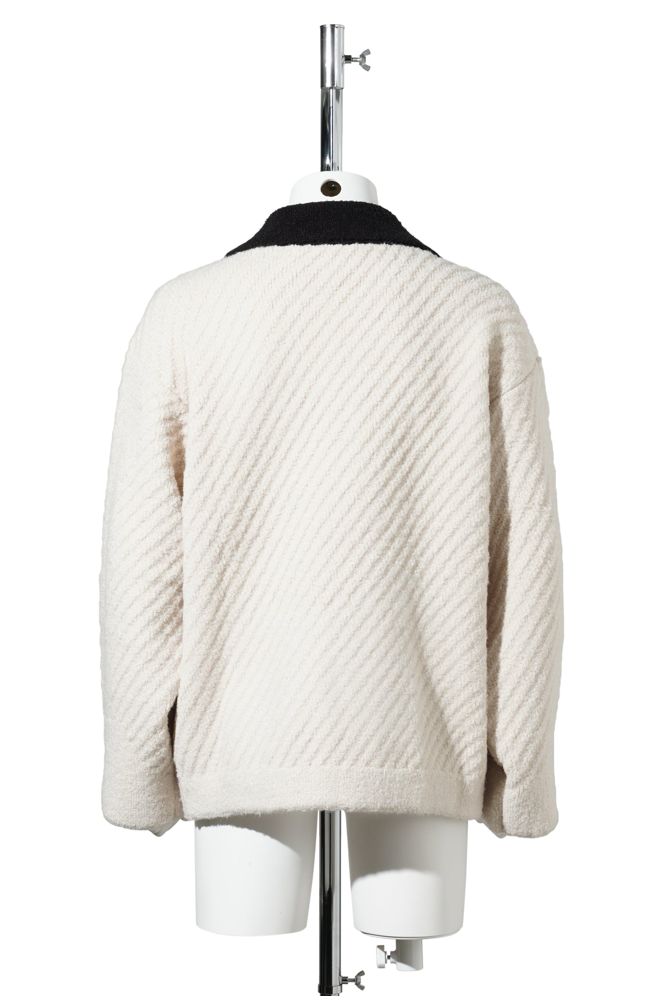 LIGHT BEIGE BOUCLE OVERSIZED KNIT WORK JACKET / LIGHT BEIGE