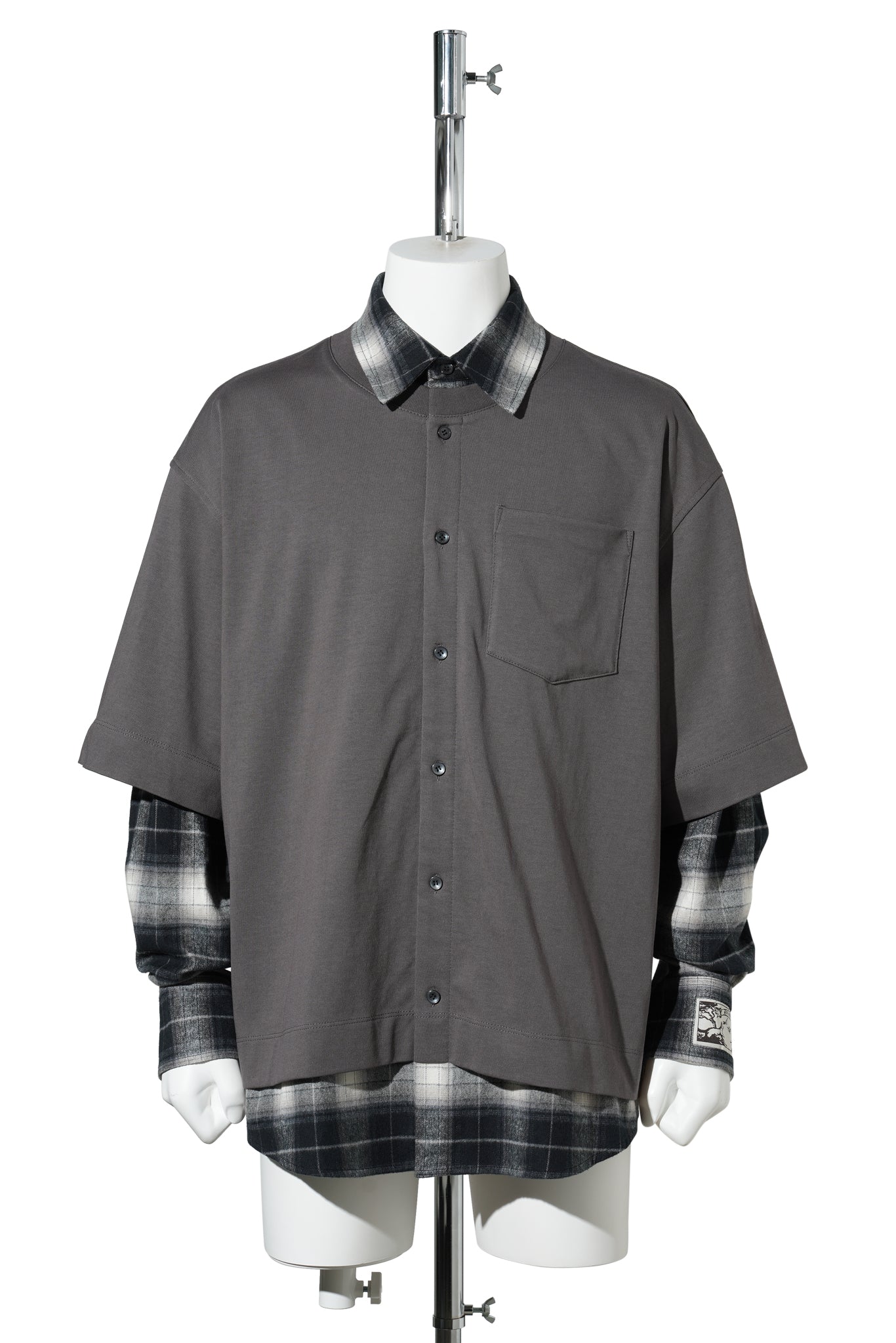 CHARCOAL CHECK LAYERED SHIRT / CHARCOAL