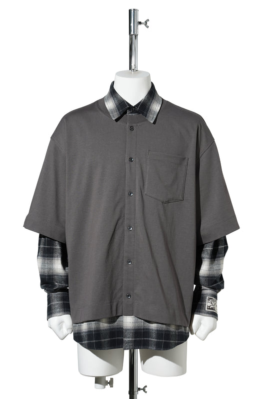 CHARCOAL CHECK　LAYERED SHIRT / CHACOAL