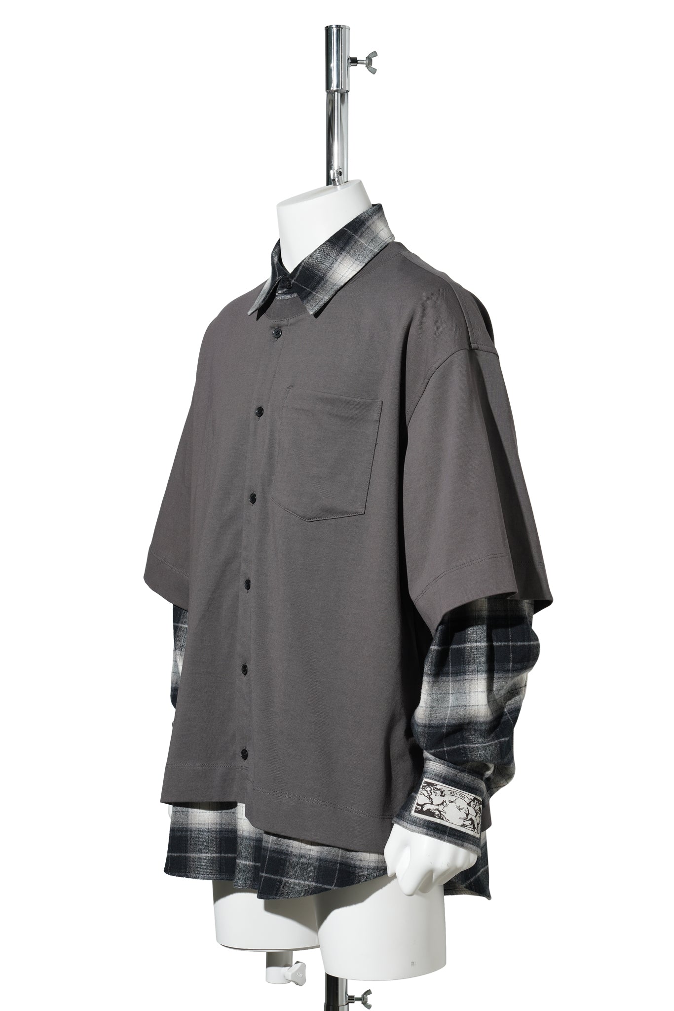 CHARCOAL CHECK LAYERED SHIRT / CHARCOAL