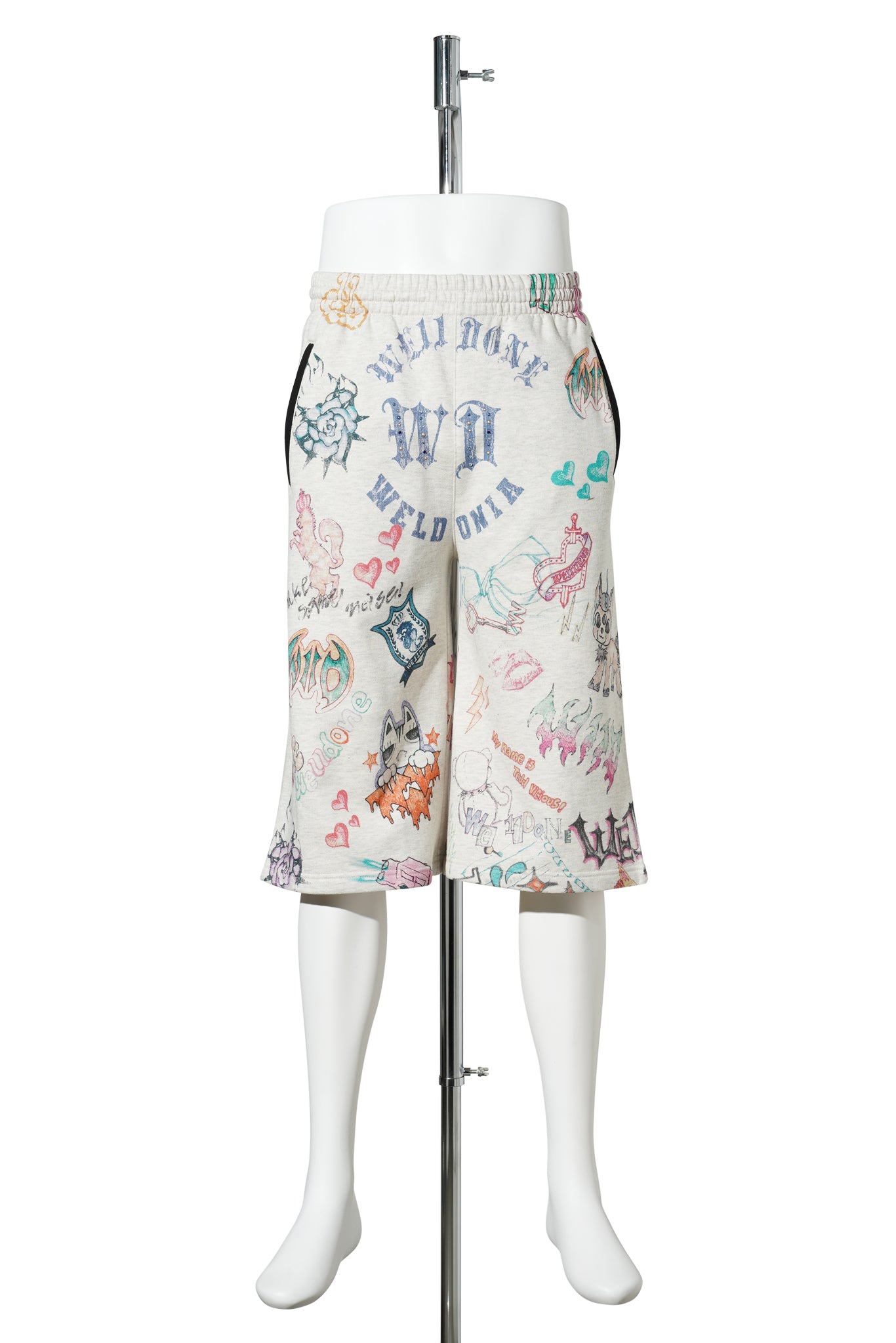 M/GREY DOODLE PRINTED SHORTS / M/GREY