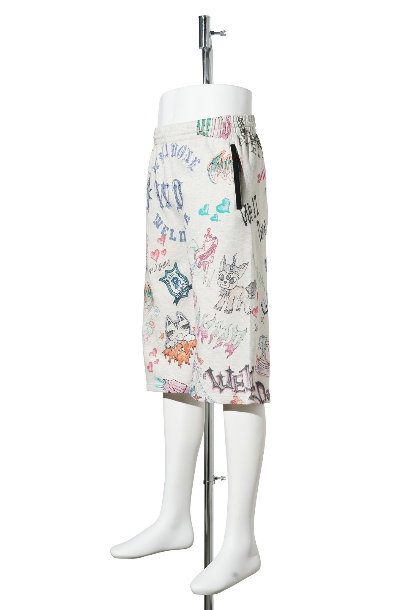 M/GREY DOODLE PRINTED SHORTS / M/GREY