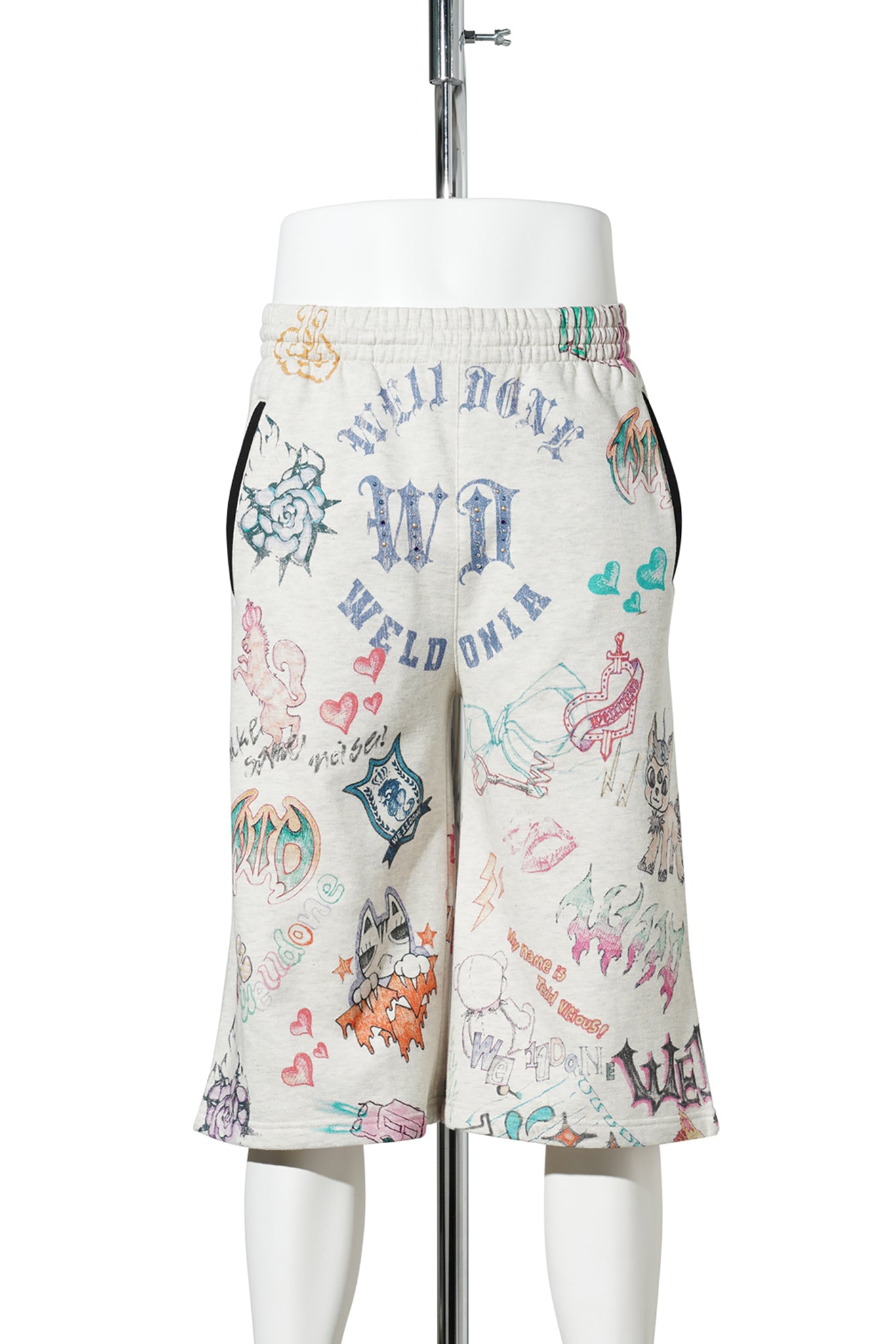 M/GREY DOODLE PRINTED SHORTS / M/GREY