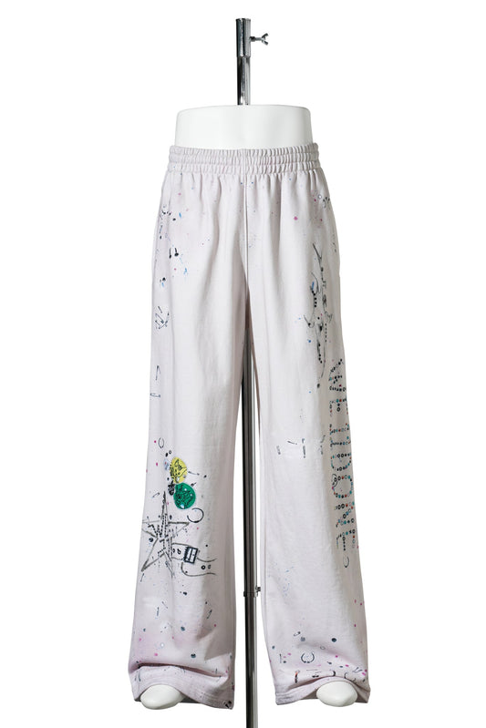 WHITE TROMPE-L'OEIL PRINTED SWEATPANTS / WHITE